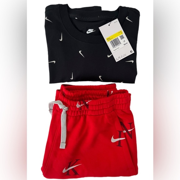 Nike Shorts Youth XL Mens XS-S Fleece Sweat Knit Nike Swoosh Logo Print Athletic - Picture 9 of 9